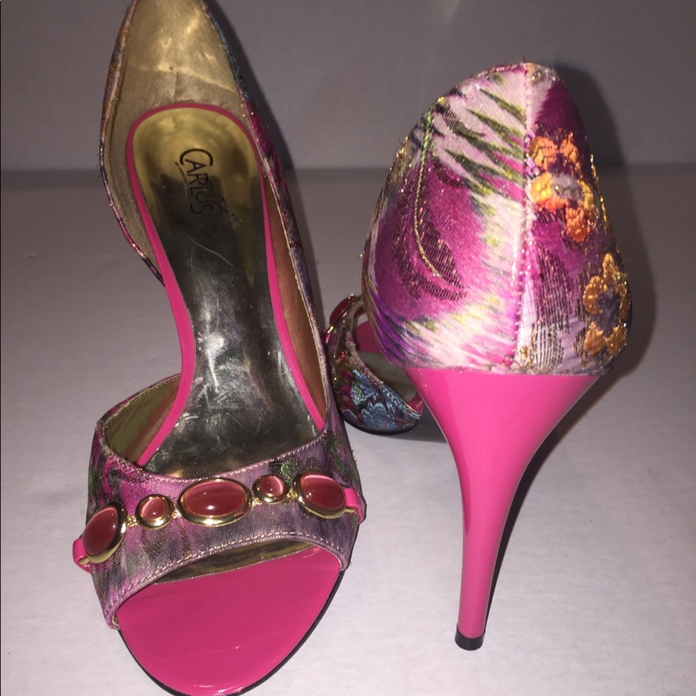 Carlos Santana Royale Fuchsia Peep Toe Pumps